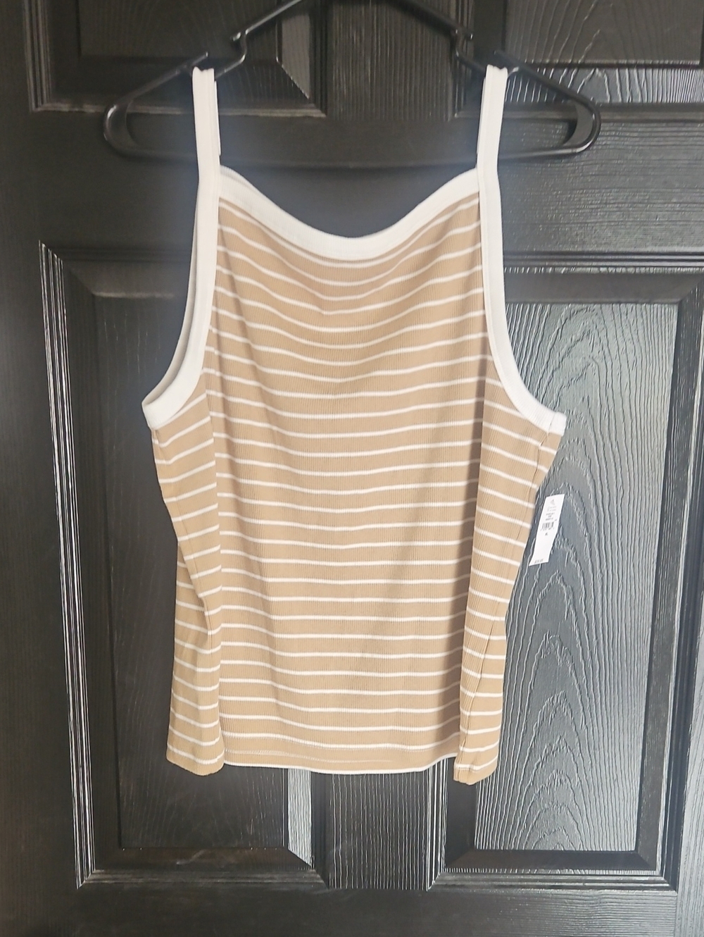 GAP Striped Tan & White Tank Top with Contrast Trim
